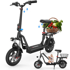 iScooter | i12 500W Electric Scooter With Seat & Carry Basket