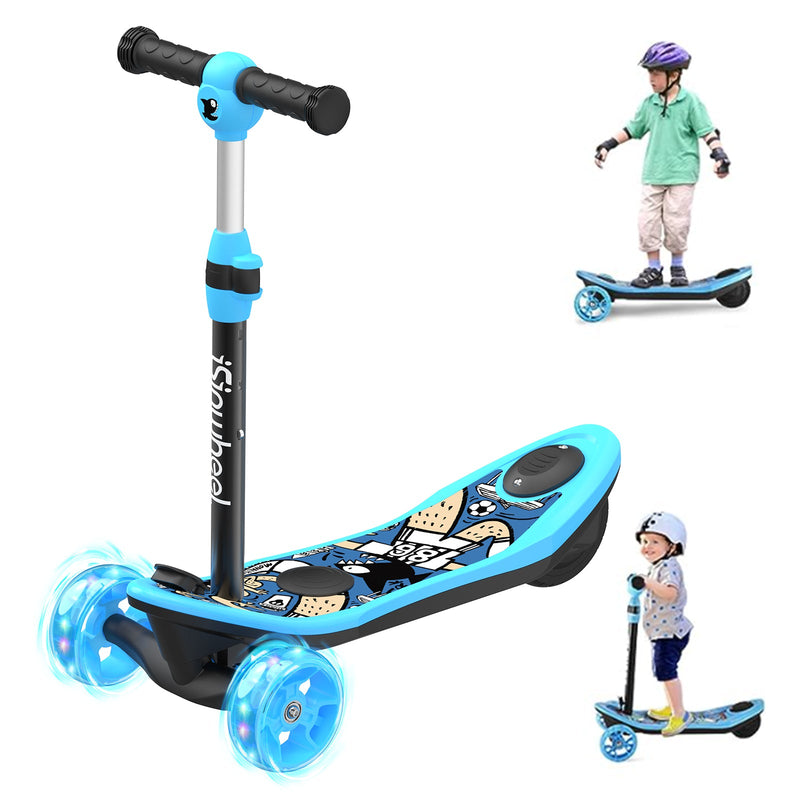 iScooter | 3-Wheel Mini 2in1 Kids Electric Scooter Height Adjustable Foldable Lean to Steer Kick Scooter for 3-12 Boys Girls