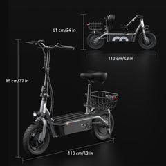 iScooter | F2 Electric Scooter with Seat 10" Pneumatic Tire
