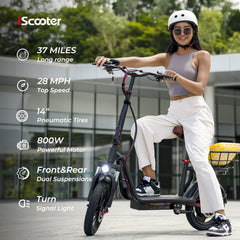 iScooter | i14 800W Electric Scooter with Seat & Basket for Adults