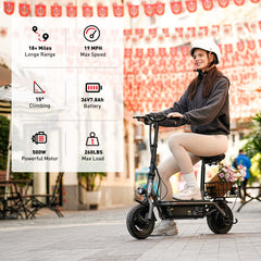 iScooter | F2 Electric Scooter with Seat 10" Pneumatic Tire