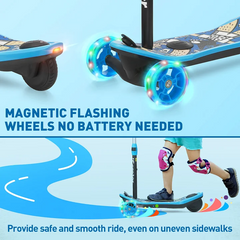 iScooter | 3-Wheel Mini 2in1 Kids Electric Scooter Height Adjustable Foldable Lean to Steer Kick Scooter for 3-12 Boys Girls