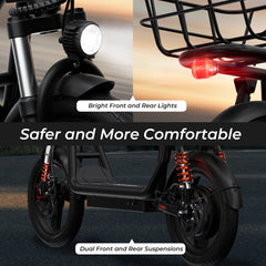 iScooter | i14 800W Electric Scooter with Seat & Basket for Adults