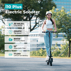 iScooter | i10Plus 800W Motor E Scooter Foldable with 10" Pneumatic Tires