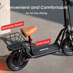 iScooter | i14 800W Electric Scooter with Seat & Basket for Adults