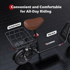 iScooter | i12 500W Electric Scooter With Seat & Carry Basket