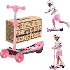 iScooter | 3-Wheel Mini 2in1 Kids Electric Scooter Height Adjustable Foldable Lean to Steer Kick Scooter for 3-12 Boys Girls