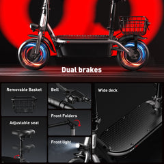 iScooter | F2 Electric Scooter with Seat 10" Pneumatic Tire