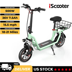 iScooter | i12 Electric Scooter 500W With Big Seat