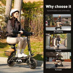 iScooter | F2 Electric Scooter with Seat 10" Pneumatic Tire