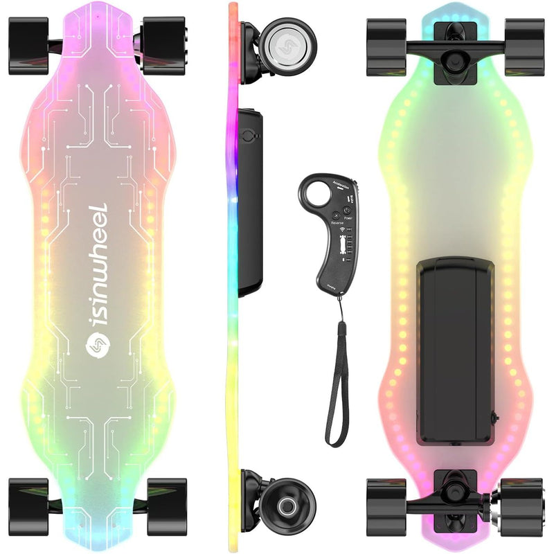 isinwheel V6 Pro Electric Skateboard with Pedal Lights & Remote Control