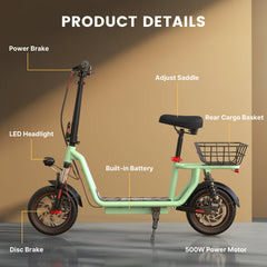 iScooter | i12 Electric Scooter 500W With Big Seat