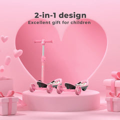 iScooter | 3-Wheel Mini 2in1 Kids Electric Scooter Height Adjustable Foldable Lean to Steer Kick Scooter for 3-12 Boys Girls